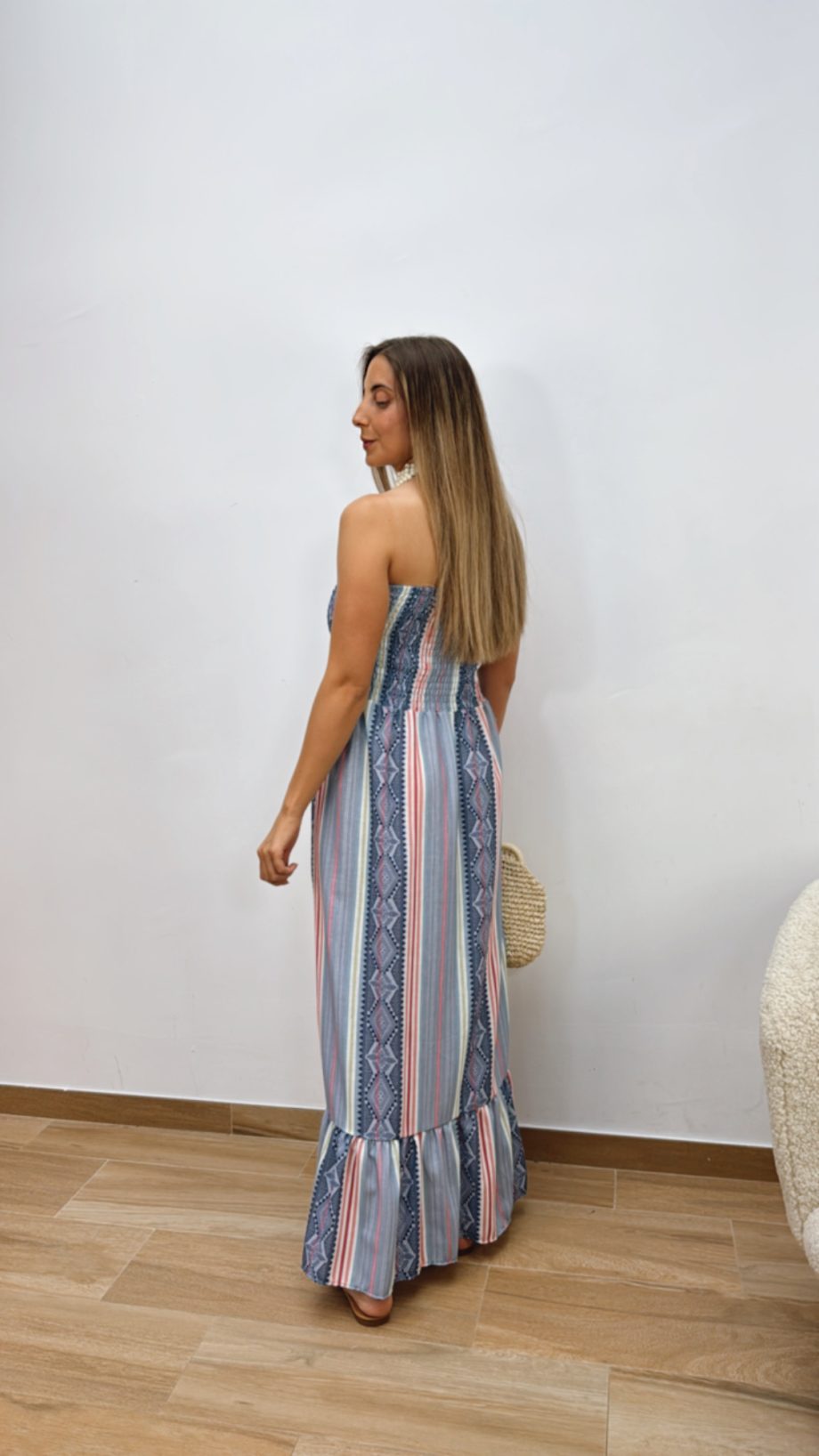 Vestido Palabra De Honor Azul
