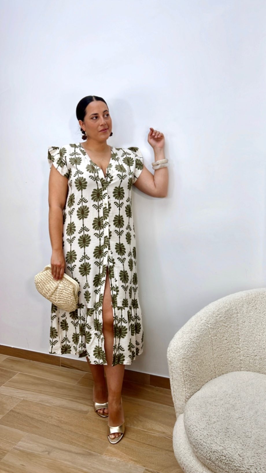 Vestido Estampado Caqui