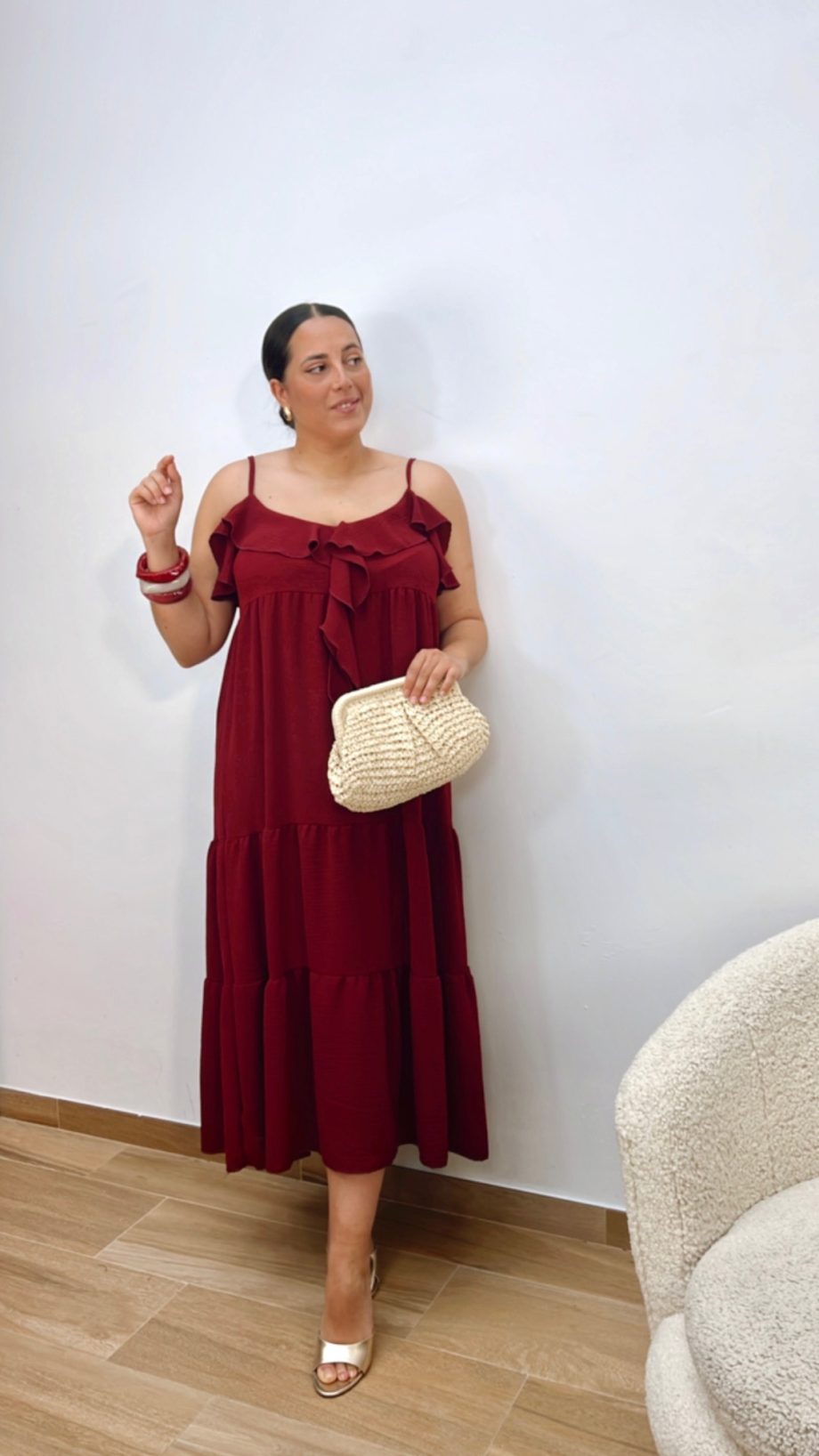 Vestido Burdeos Volantes