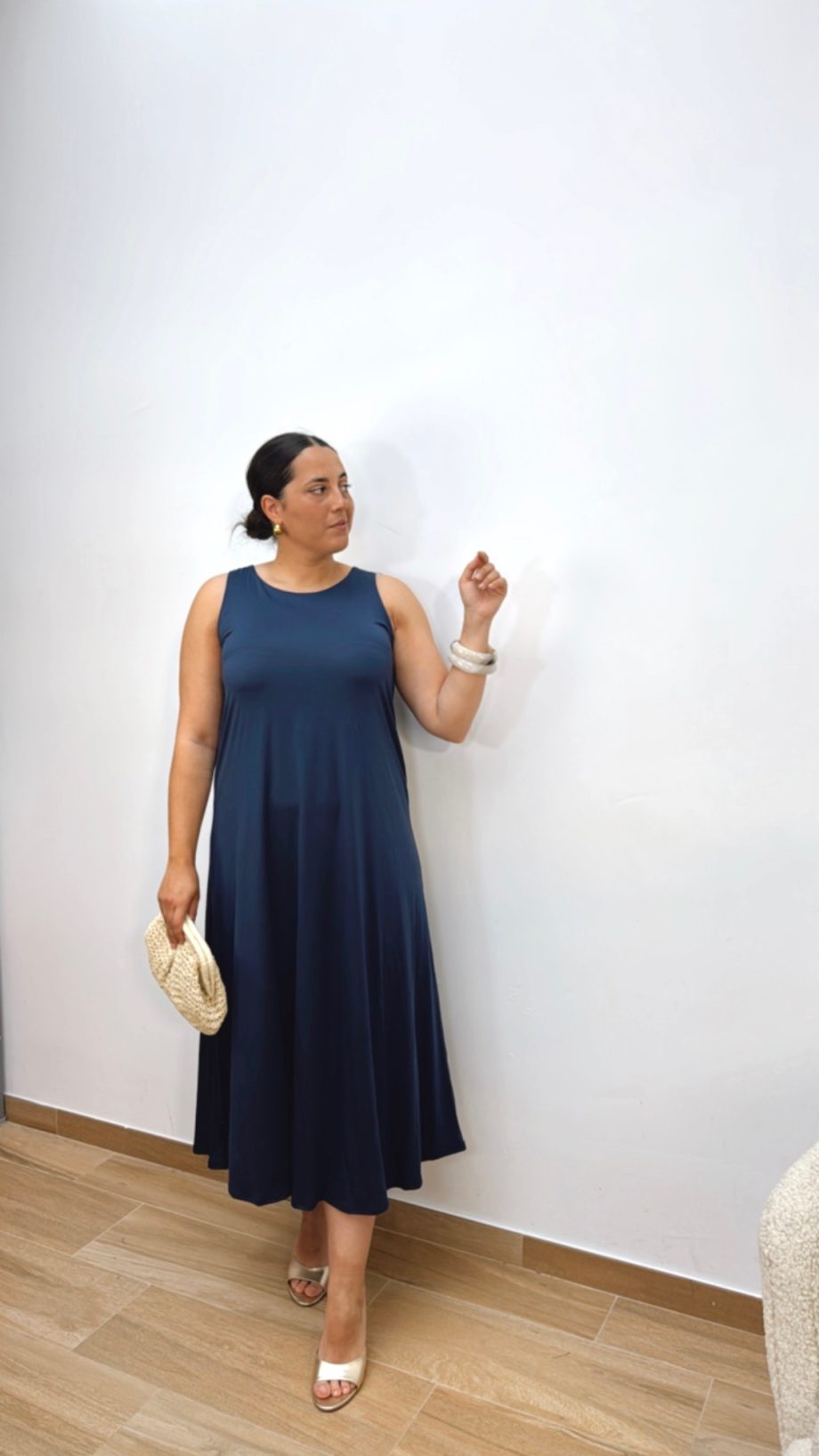 Vestido Básico Licra Fría Marino