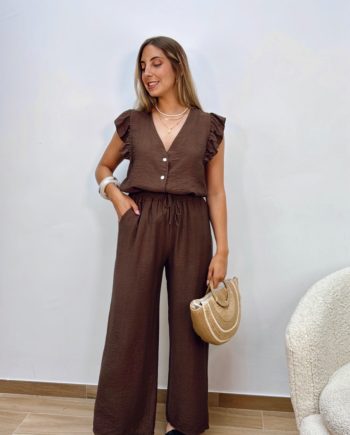 Blusa Manga Volante Chocolate