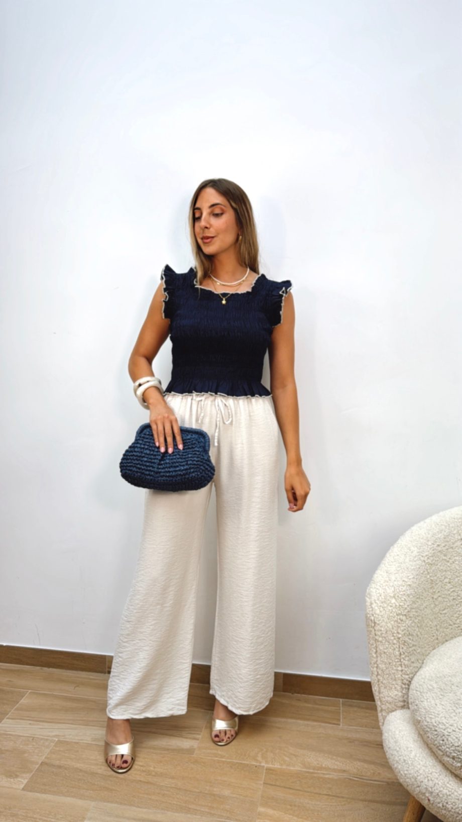 Pantalón Fluido Lazada Beige
