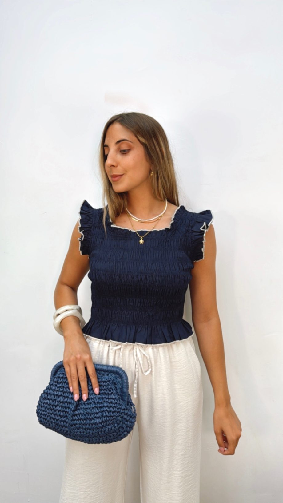 Pantalón Fluido Lazada Beige