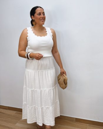 Falda Larga Paneles Blanca