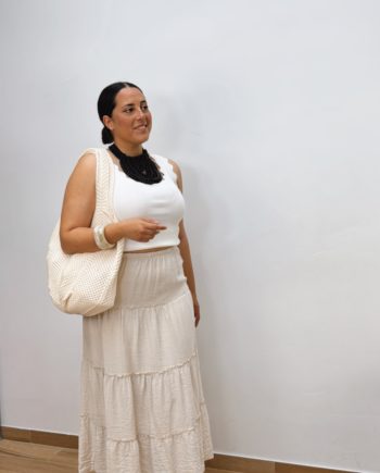 Falda Larga Paneles Beige