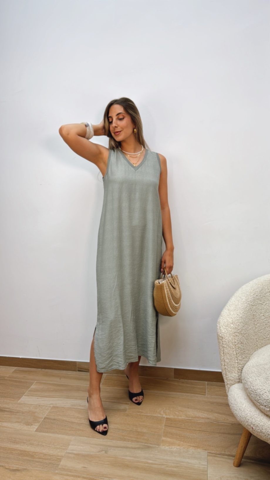 Vestido Básico Pico Caqui