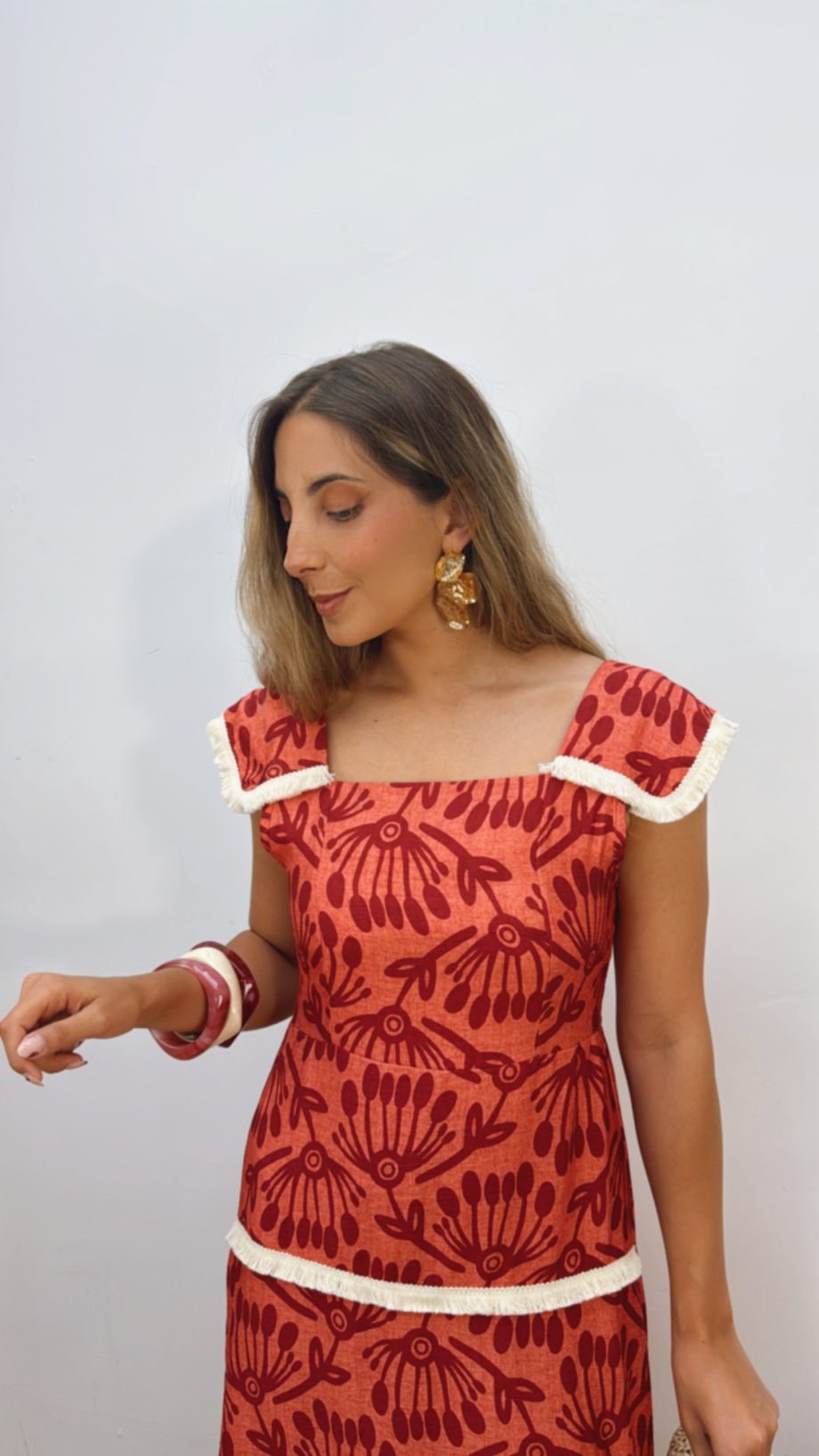 Vestido Lisett Coral & Teja