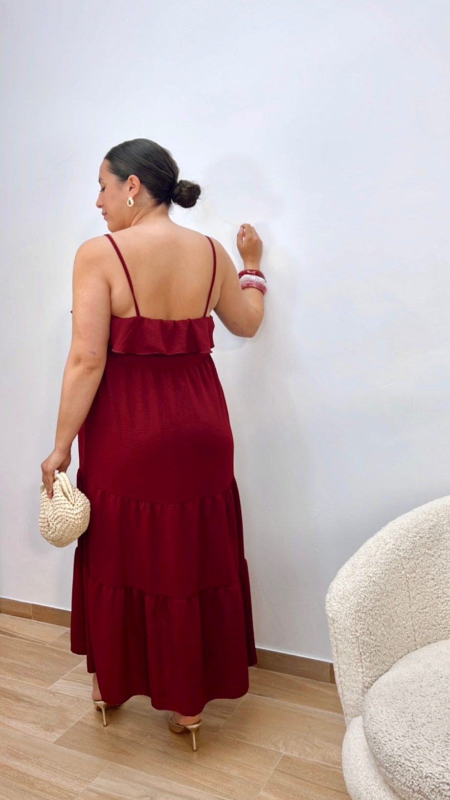 Vestido Burdeos Volantes