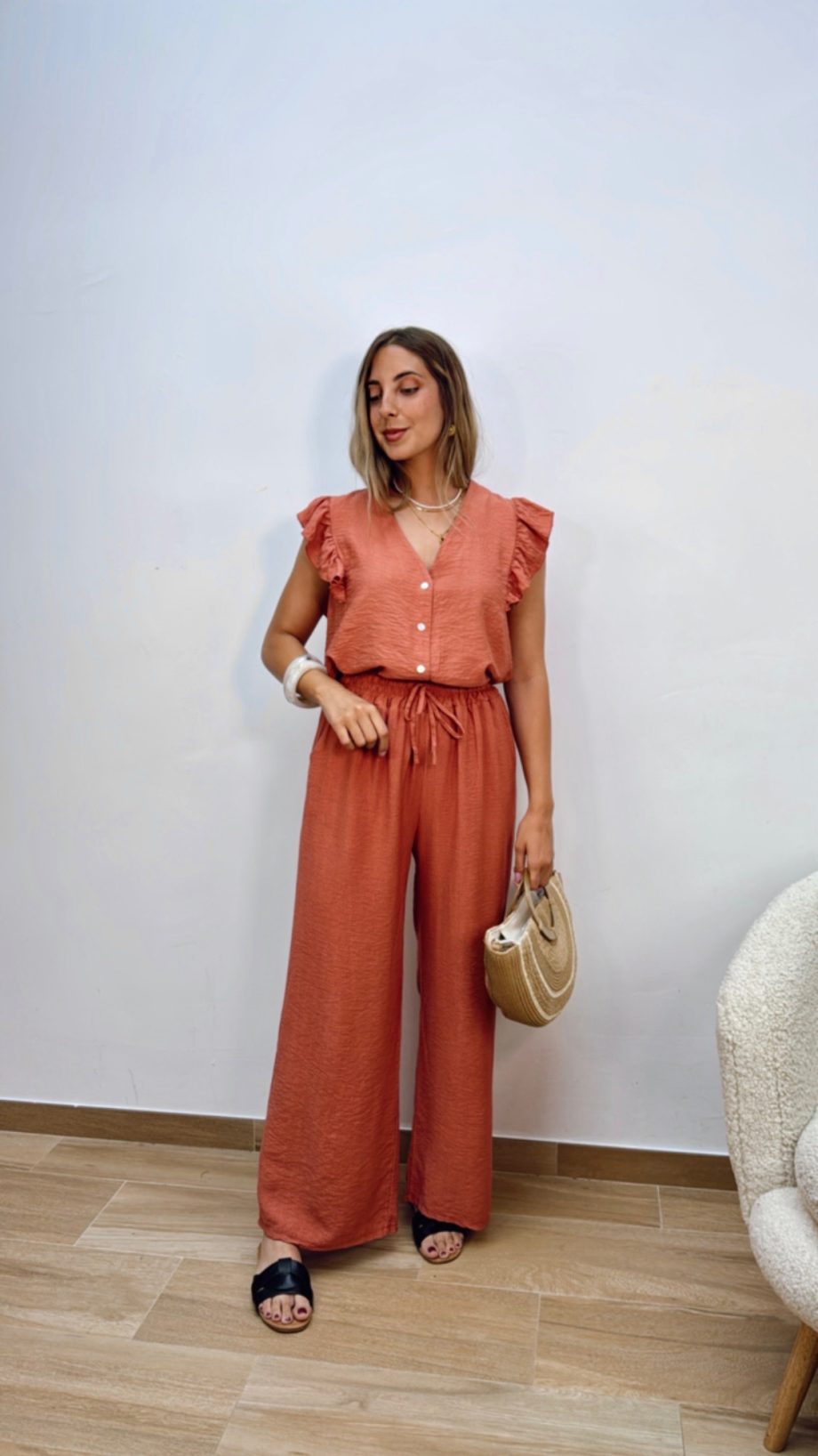 Pantalón Fluido Lazada Coral