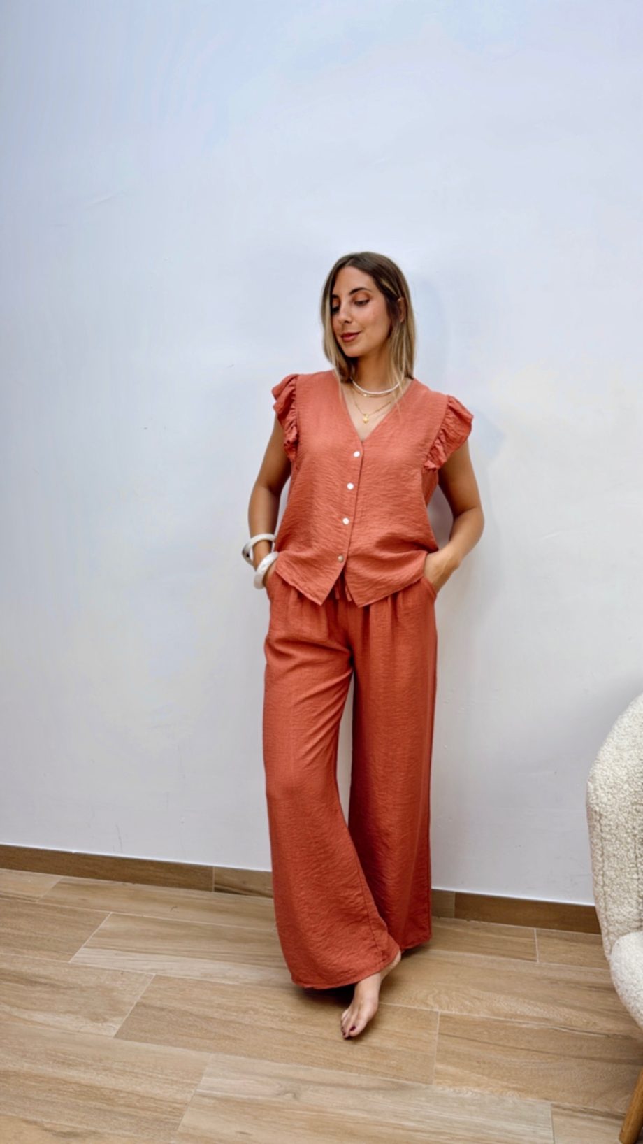 Pantalón Fluido Lazada Coral