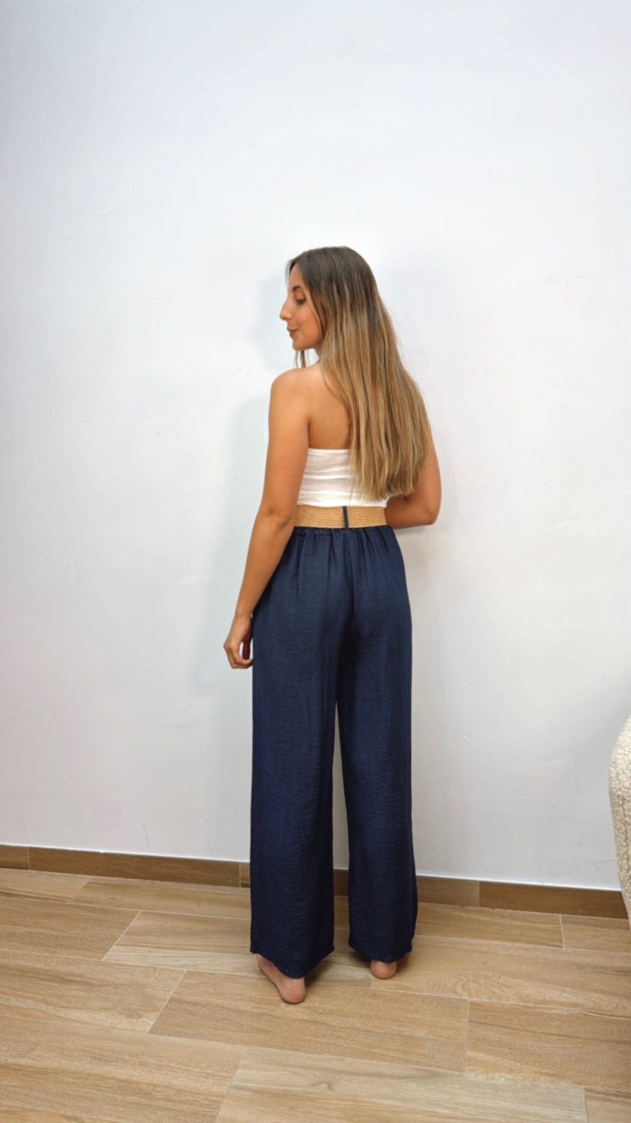 Pantalón Fluido Cinturón Marino