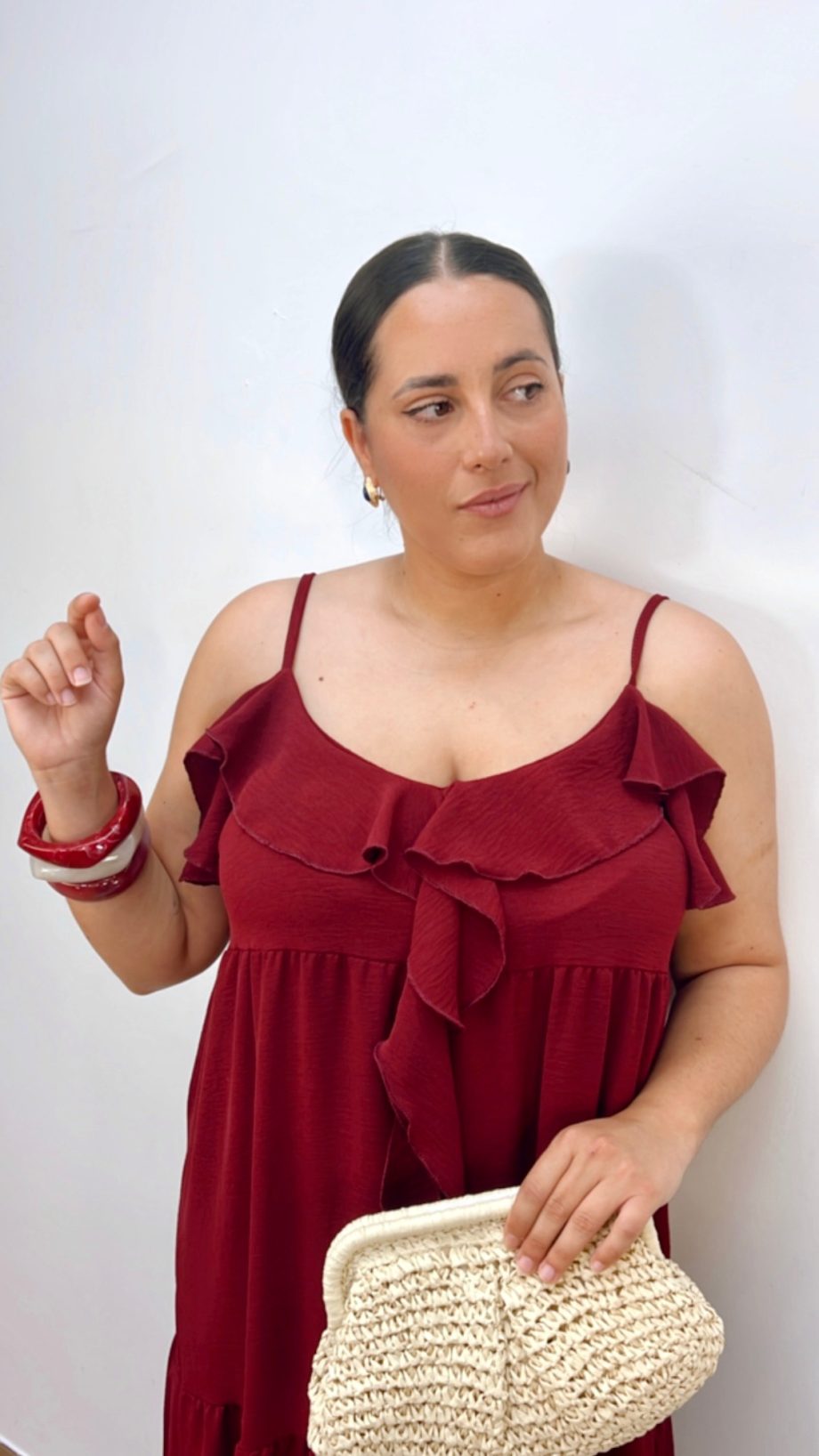Vestido Burdeos Volantes