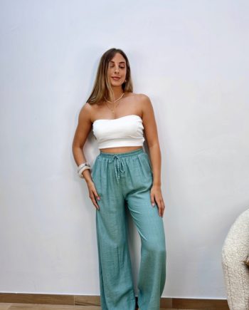 Pantalón Fluido Lazada Turquesa