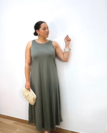 Vestido Básico Licra Fría Caqui