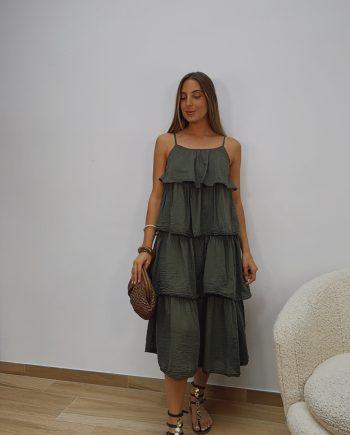 Vestido Volantes Caqui