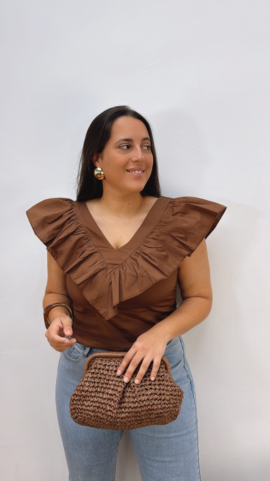 Blusa Volante Marrón