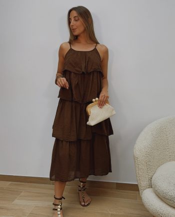 Vestido Volantes Marrón