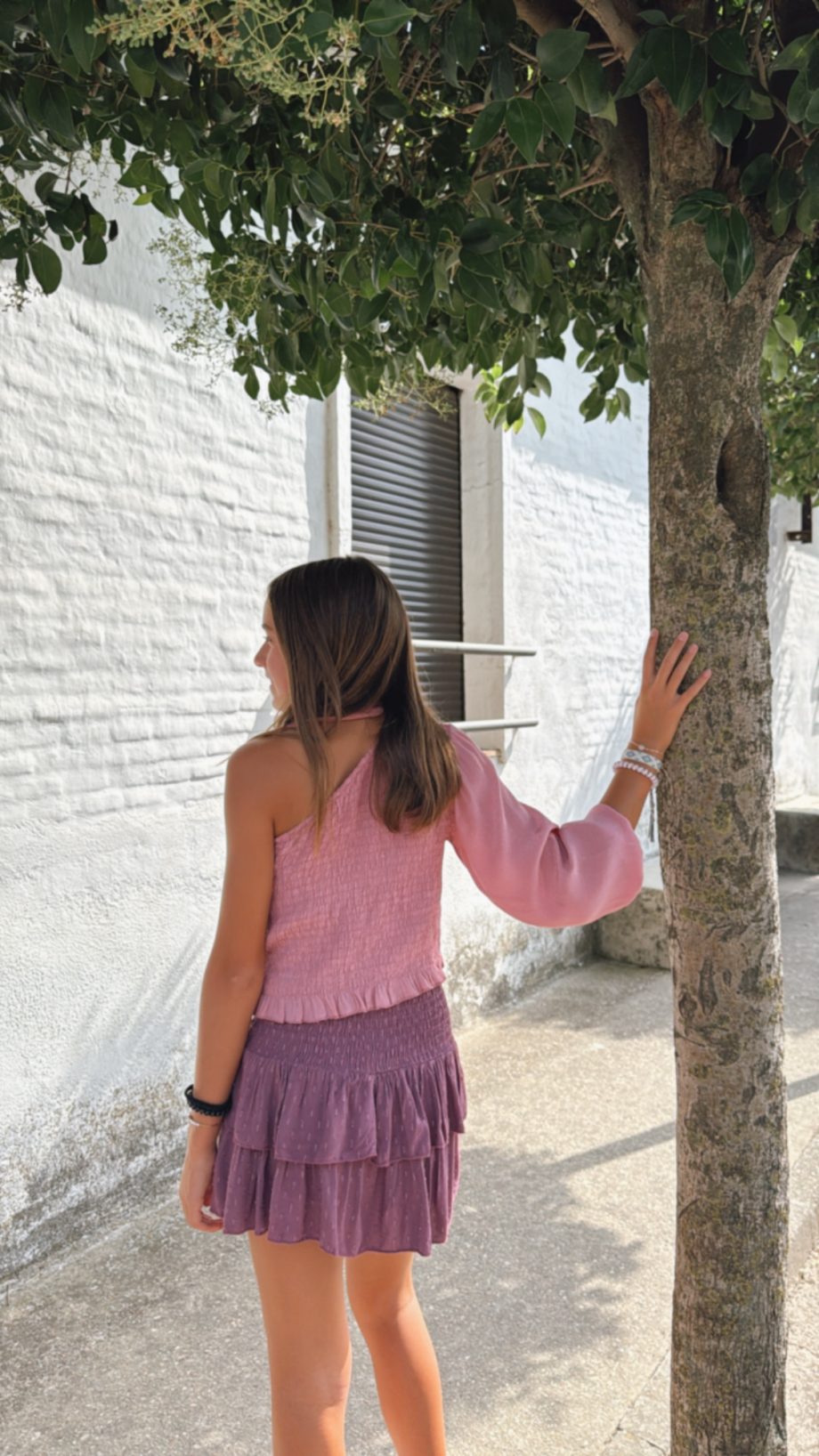 Blusa Asimétrica Cinta Rosa Empolvado