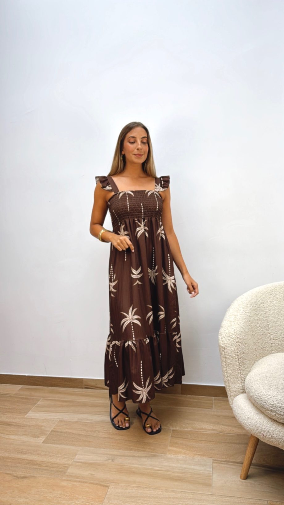 Vestido Palmeras Chocolate