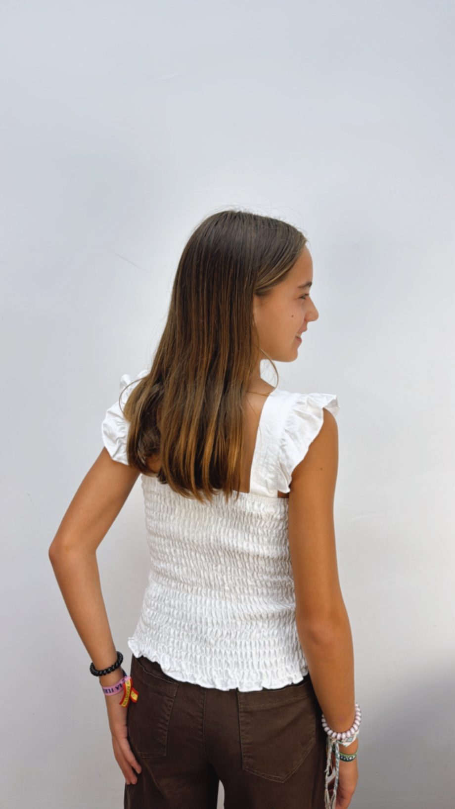 Top Blanco Panel Abeja