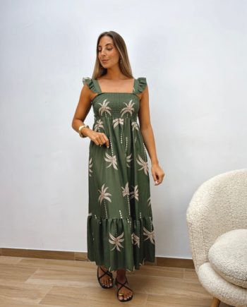 Vestido Palmeras Verde