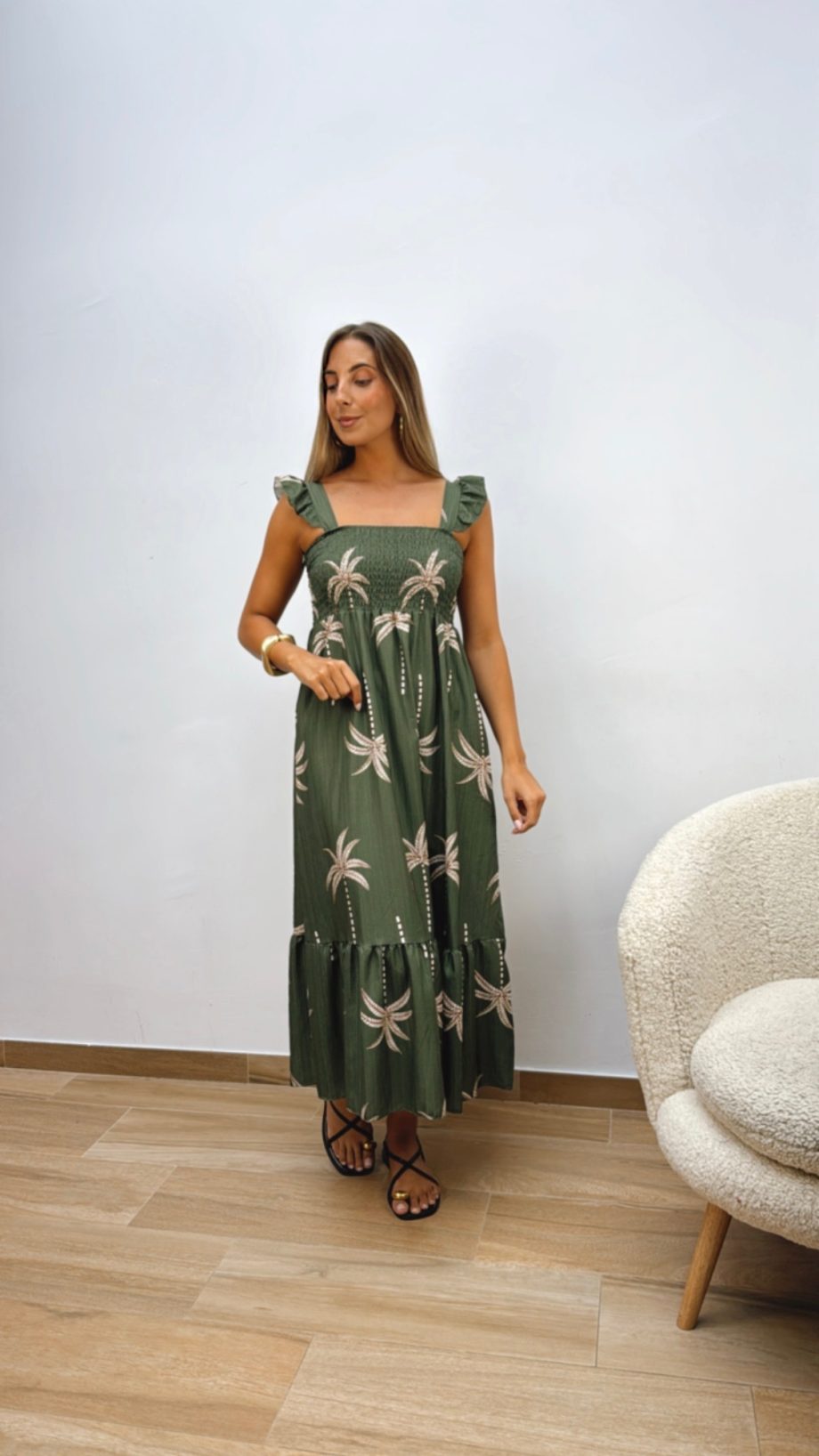 Vestido Palmeras Verde