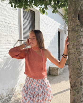 Blusa Asimétrica Cinta Coral