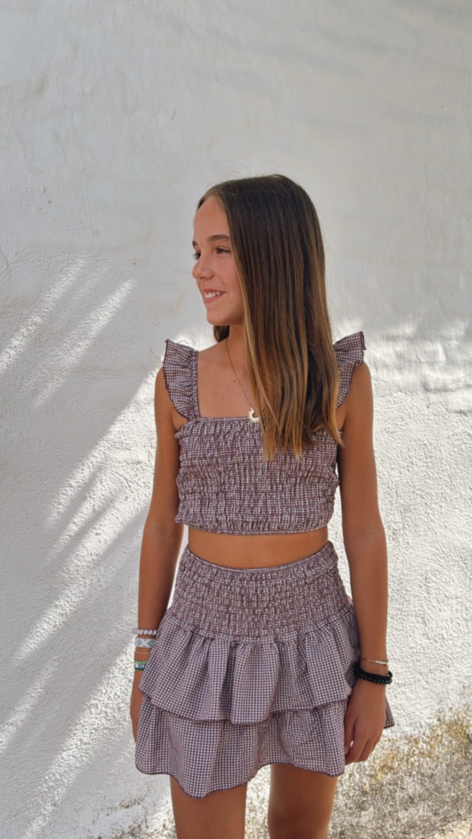 Falda Pantalón Vichy Burdeos