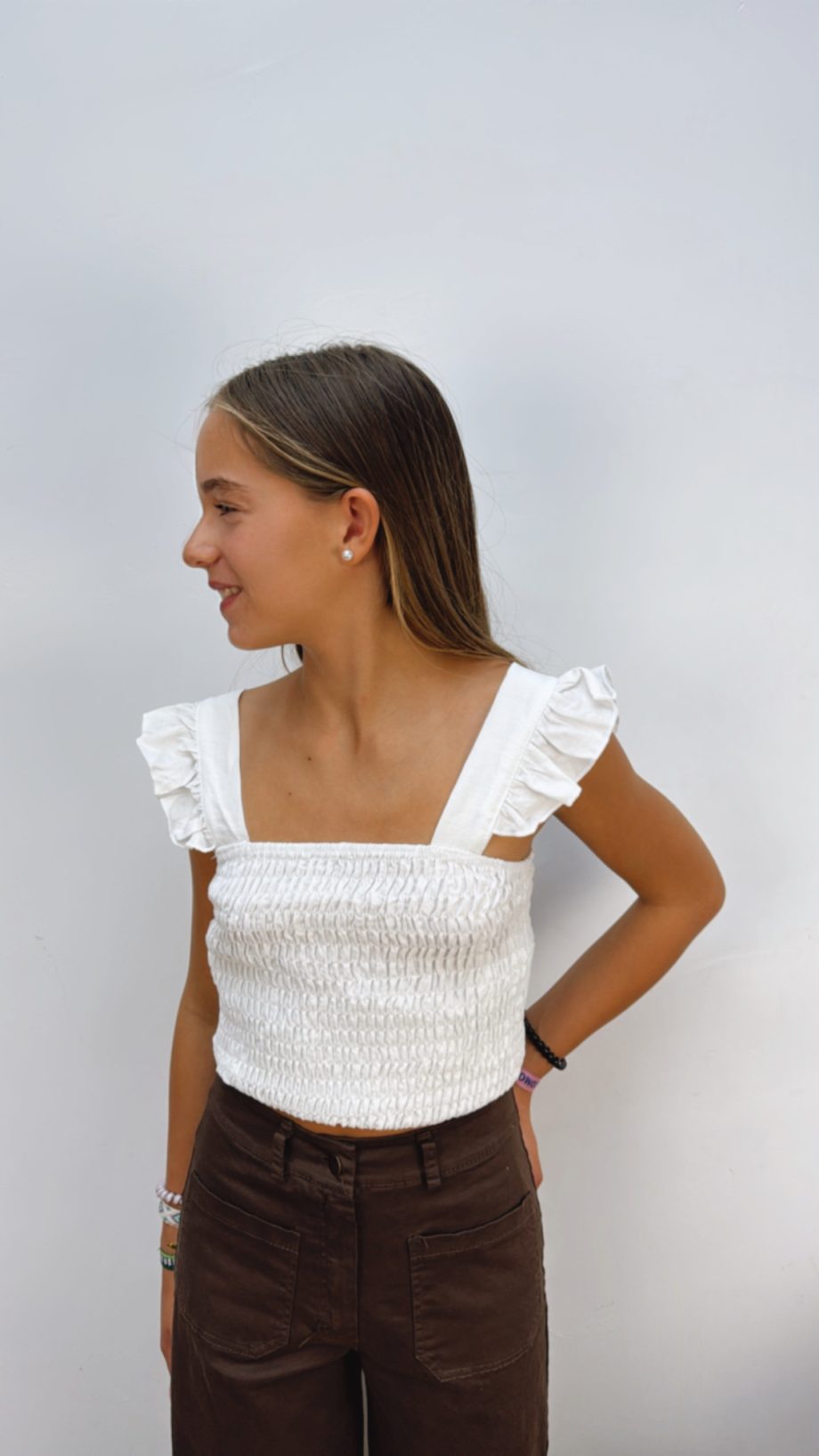 Top Blanco Panel Abeja