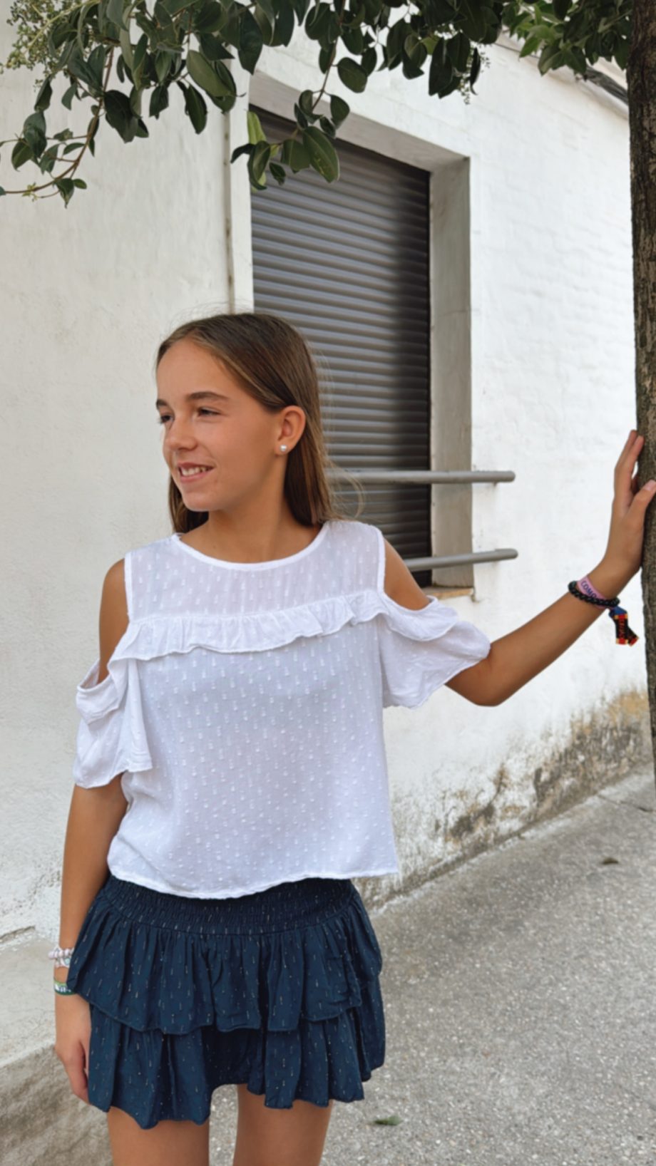 Blusa Plumeti Hombro Descubierto