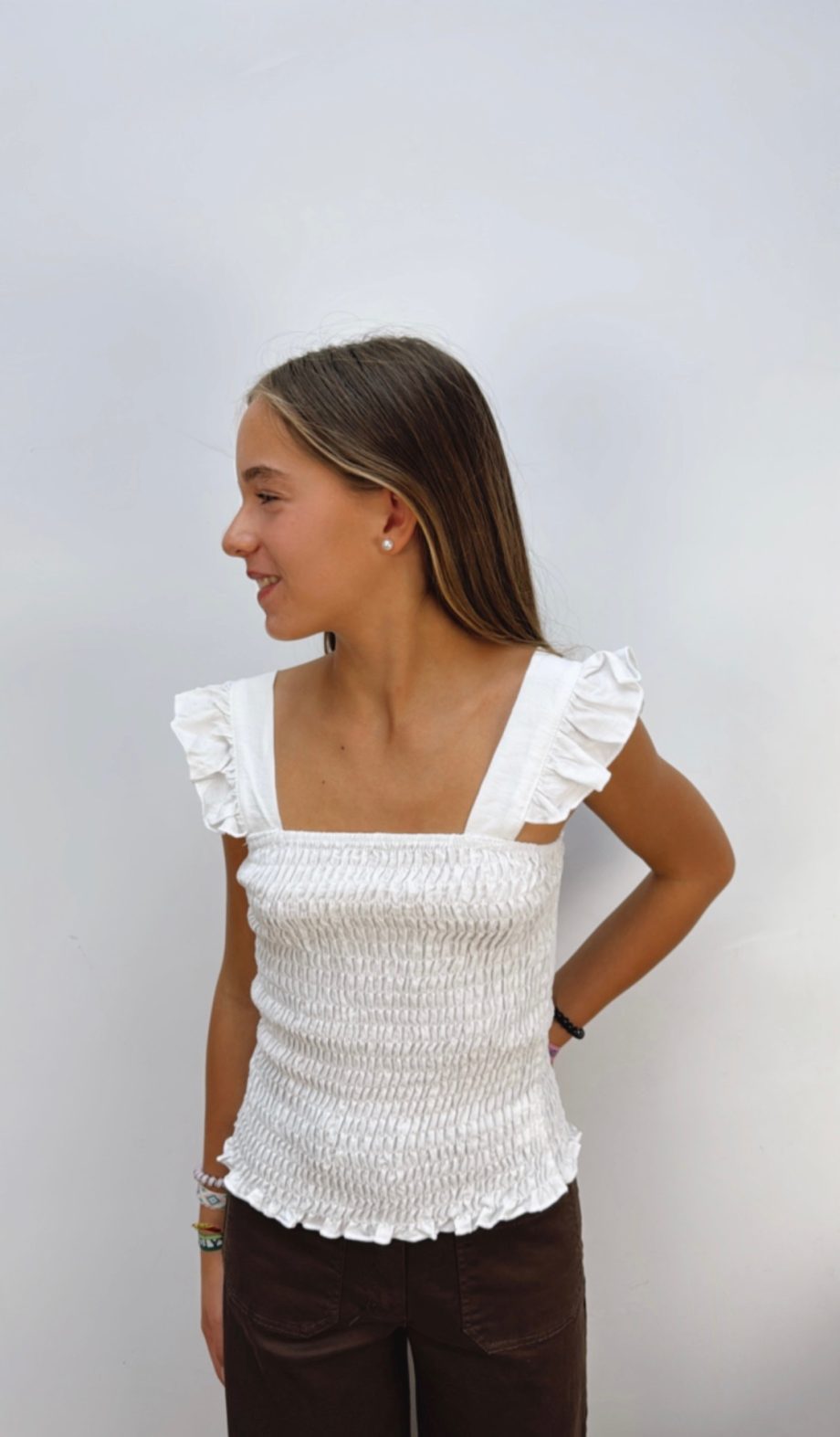 Top Blanco Panel Abeja