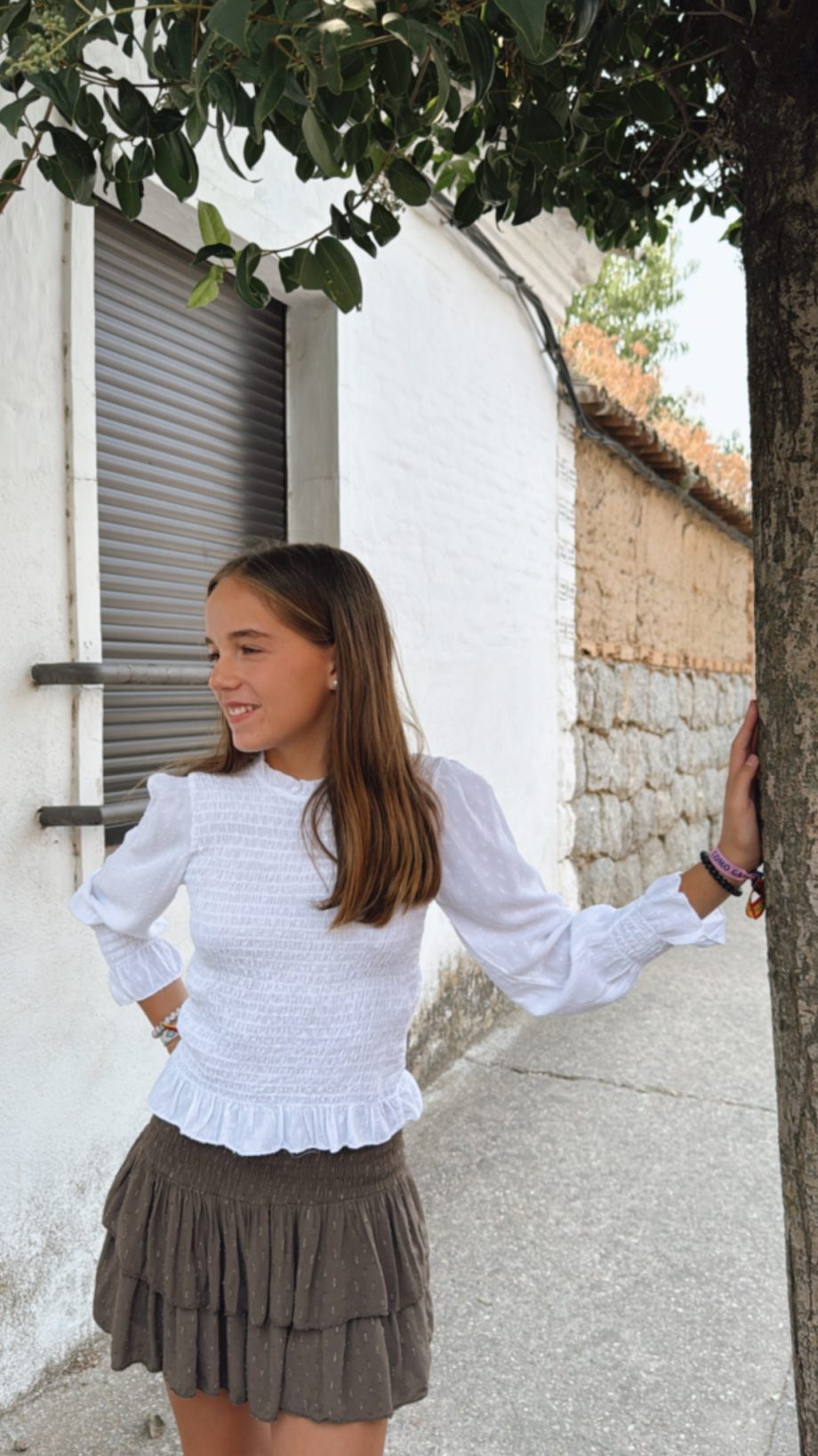 Blusa Blanca Panel de Abeja