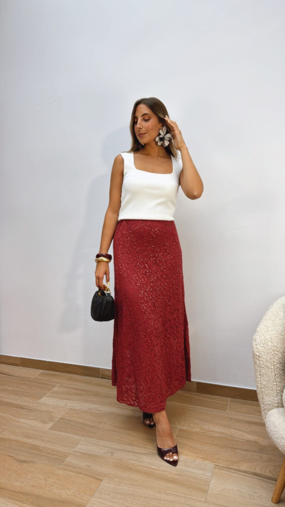 Falda Terracota Lentejuelas