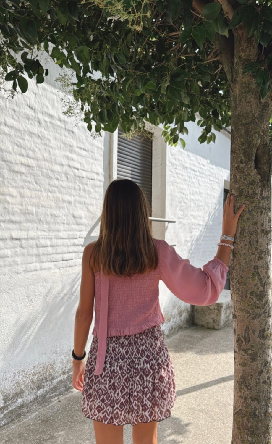 Blusa Asimétrica Cinta Rosa Empolvado