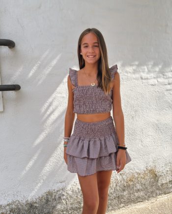 Falda Pantalón Vichy Burdeos