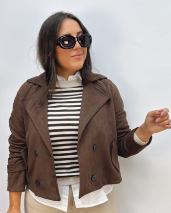 Chaqueta Efecto Ante Chocolate