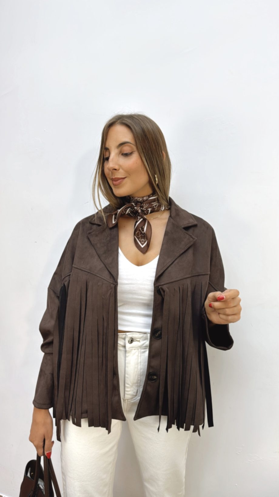 Chaqueta Flecos choco