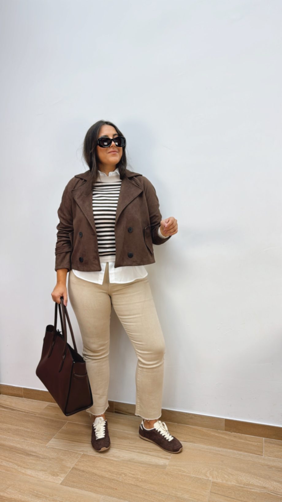 Chaqueta Efecto Ante Chocolate