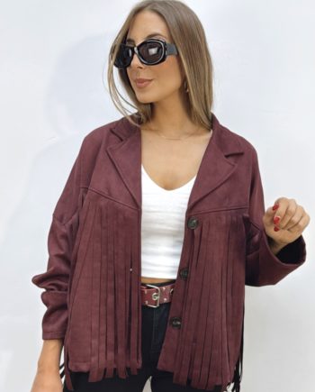 Chaqueta Flecos Burdeos