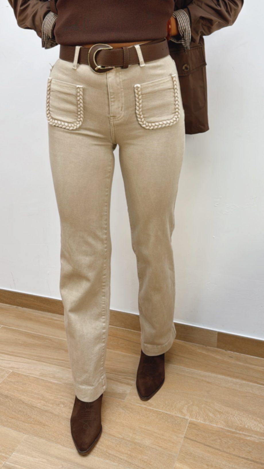 Jeans Beige Trenzado