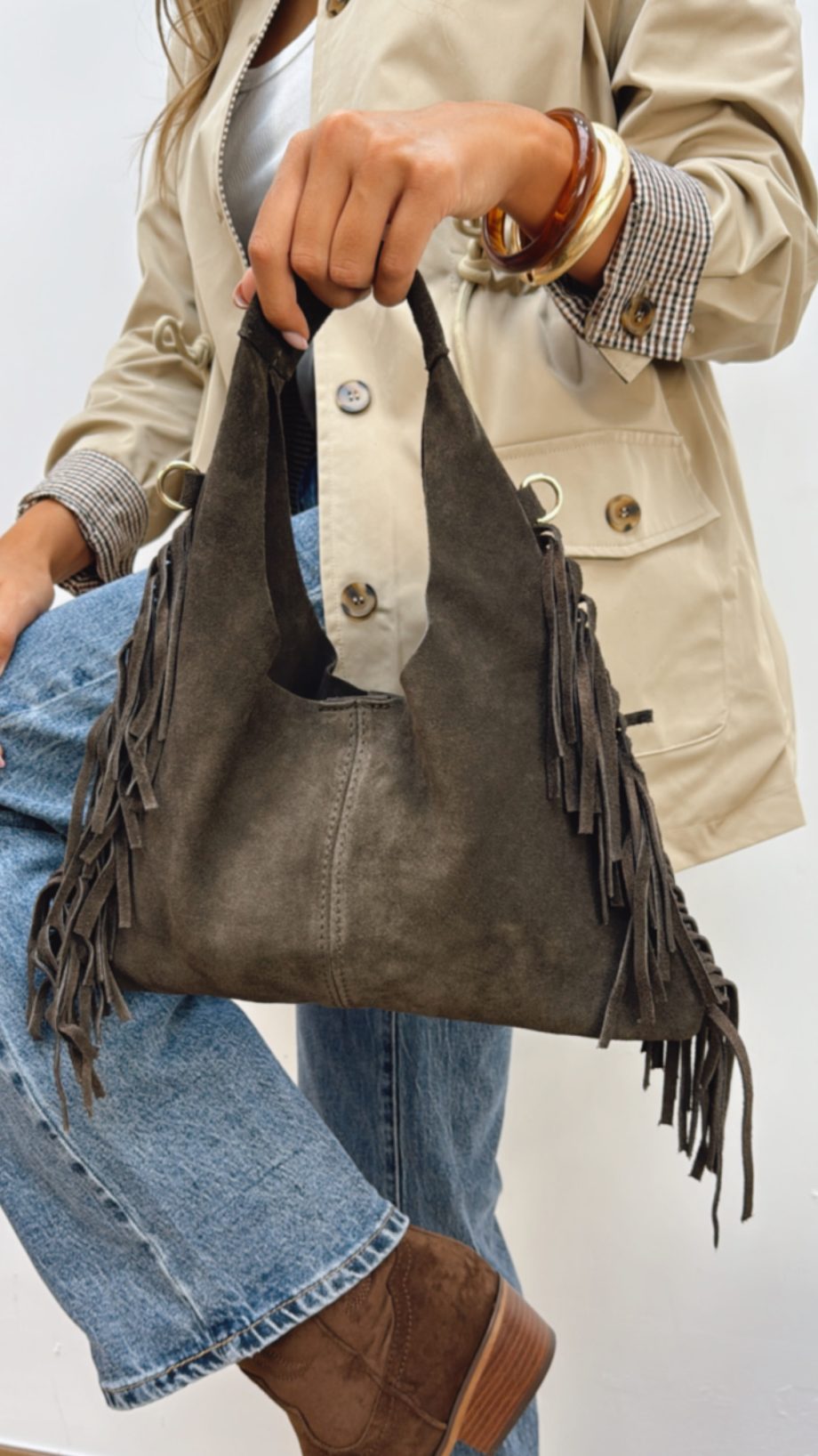 Bolso Chocolate Flecos Piel