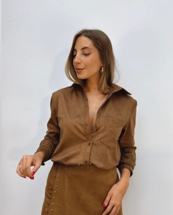 Camisa Efecto Ante Marrón