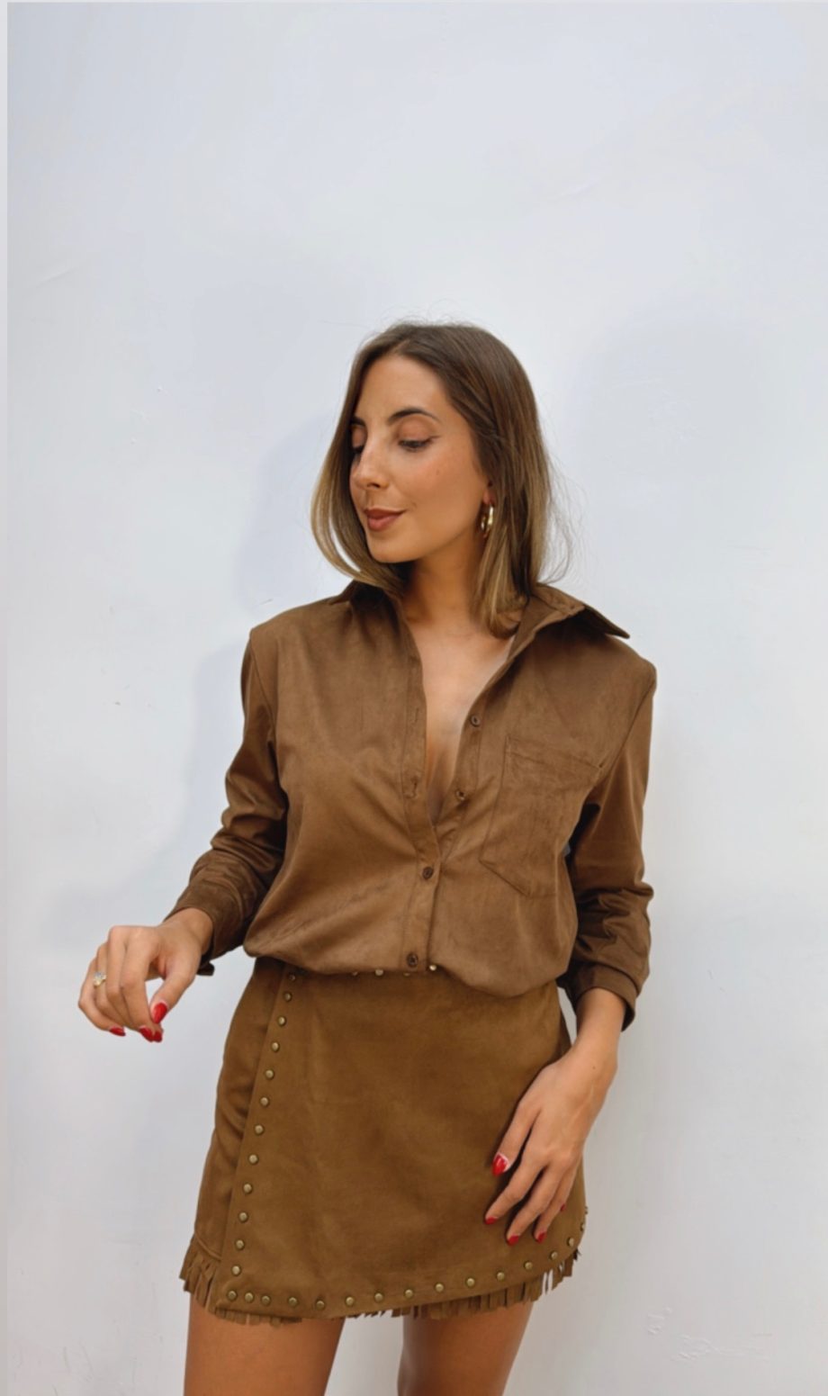 Falda Pantalón Tachas Camel
