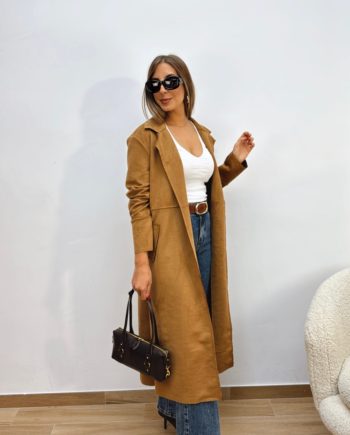 Chaqueta Larga Ante Camel