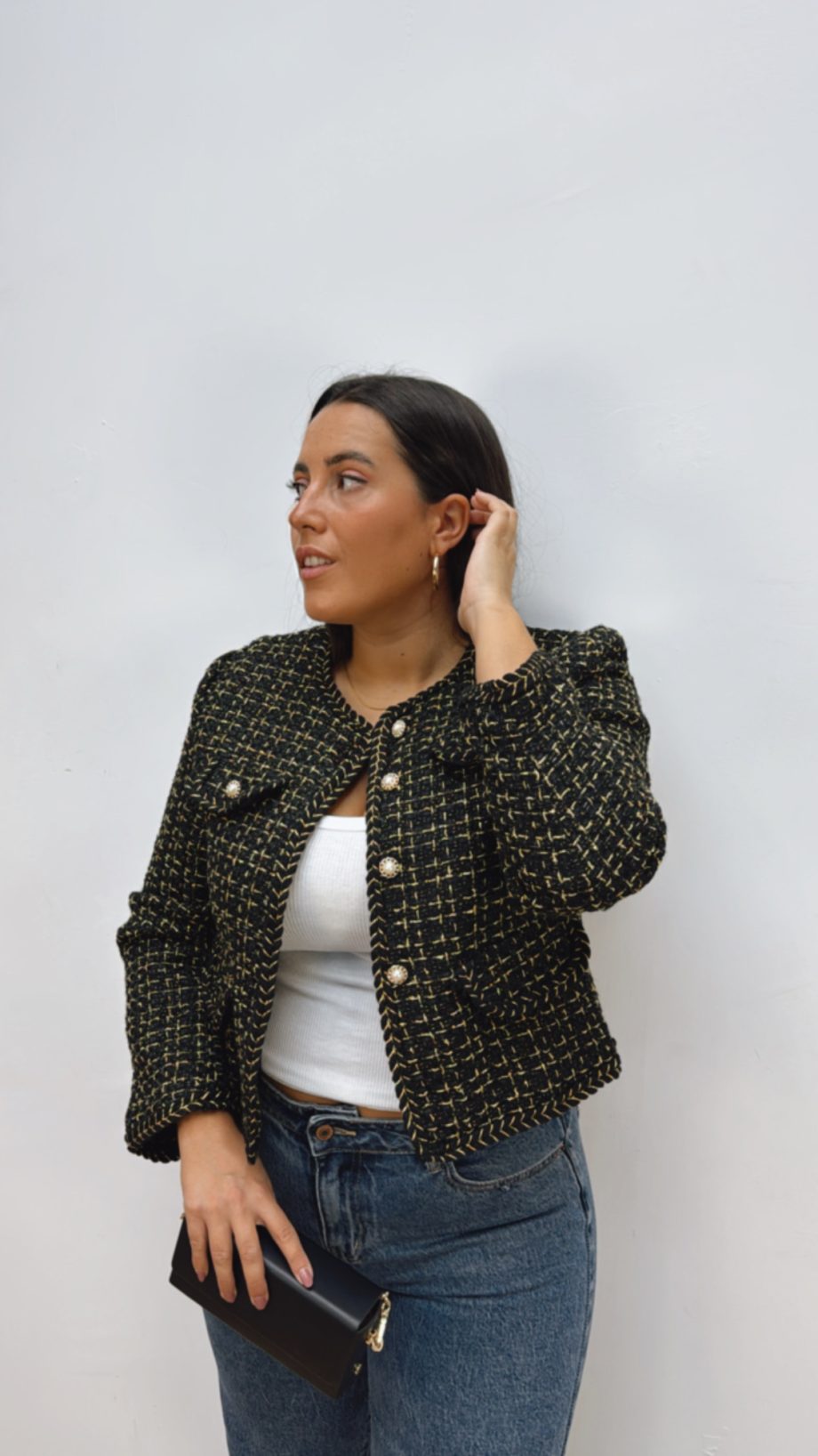 Chaqueta Tweed Negro