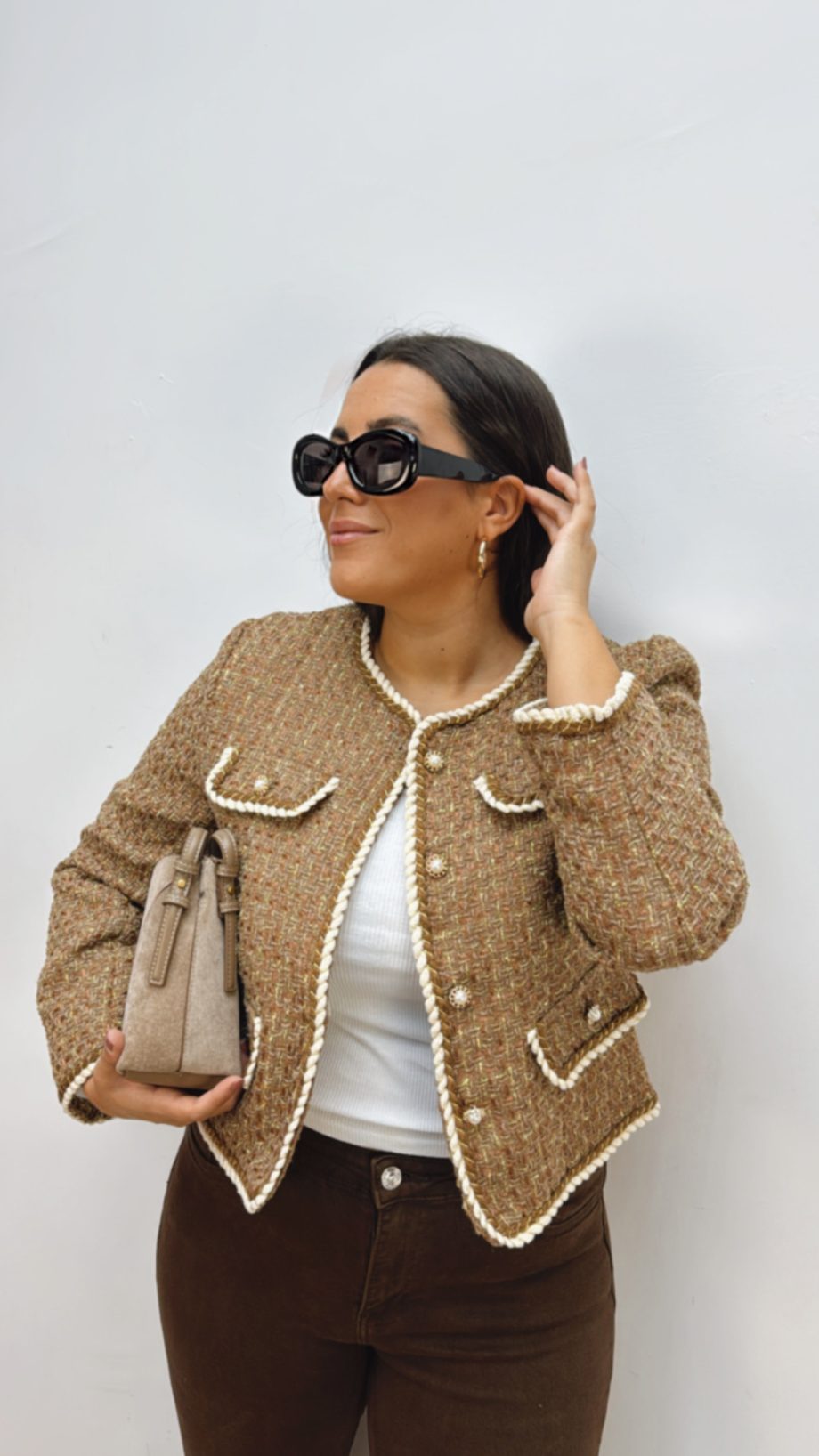 Chaqueta Tweed Camel