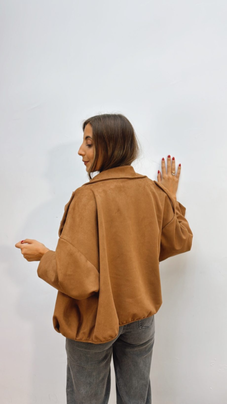 Chaqueta Bomber Ante Camel