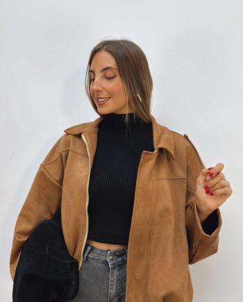 Chaqueta Bomber Ante Camel