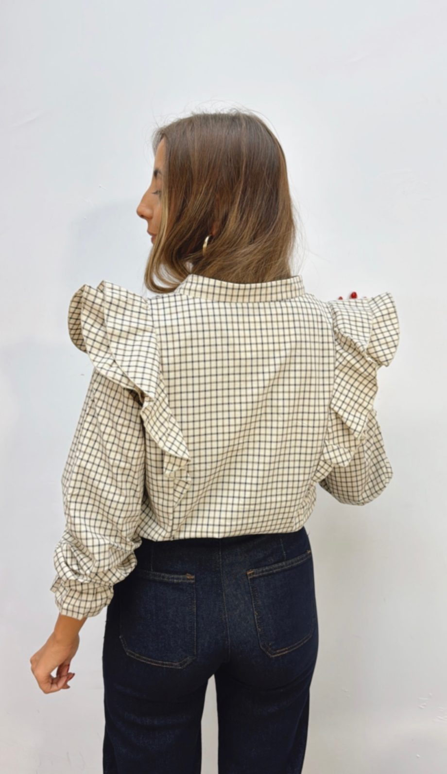 Blusa Cuadros Beige