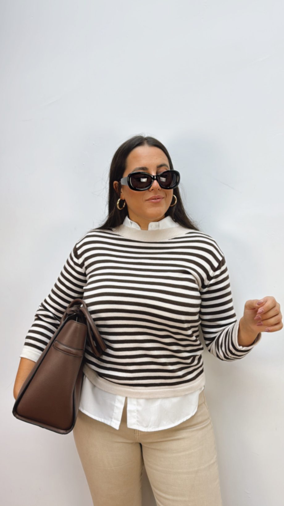 Jersey Raya Beige & Marrón